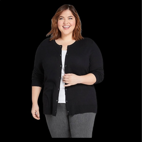 Button-Front Cardigan Black size 18/20 - Picture 1 of 5